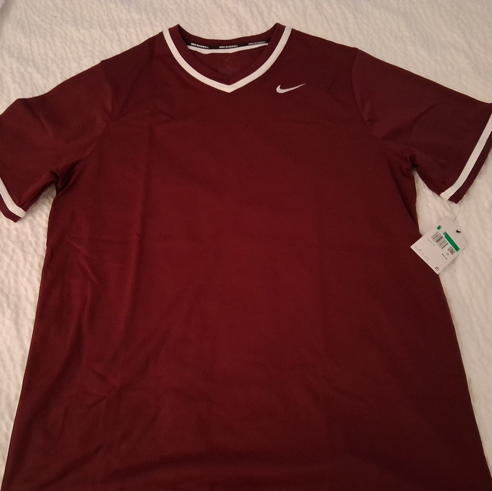 Nike Men's Burgundy Short Sleeve Baseball jersey NWT Size XL
